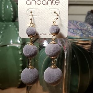 Grey Bobble Earings